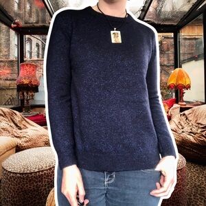 Banana Republic Midnight Blue Fluffy Crewneck Sweater with Metallic Yarn, Size S